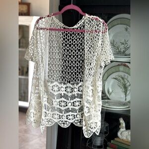 Crocheted Loose Weave Shrug Cardigan. Ivory | Women Sz M/L Timeless | Vintage